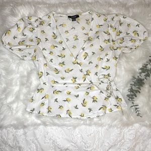 EUC Lemon Wrap Top Primark Size 6